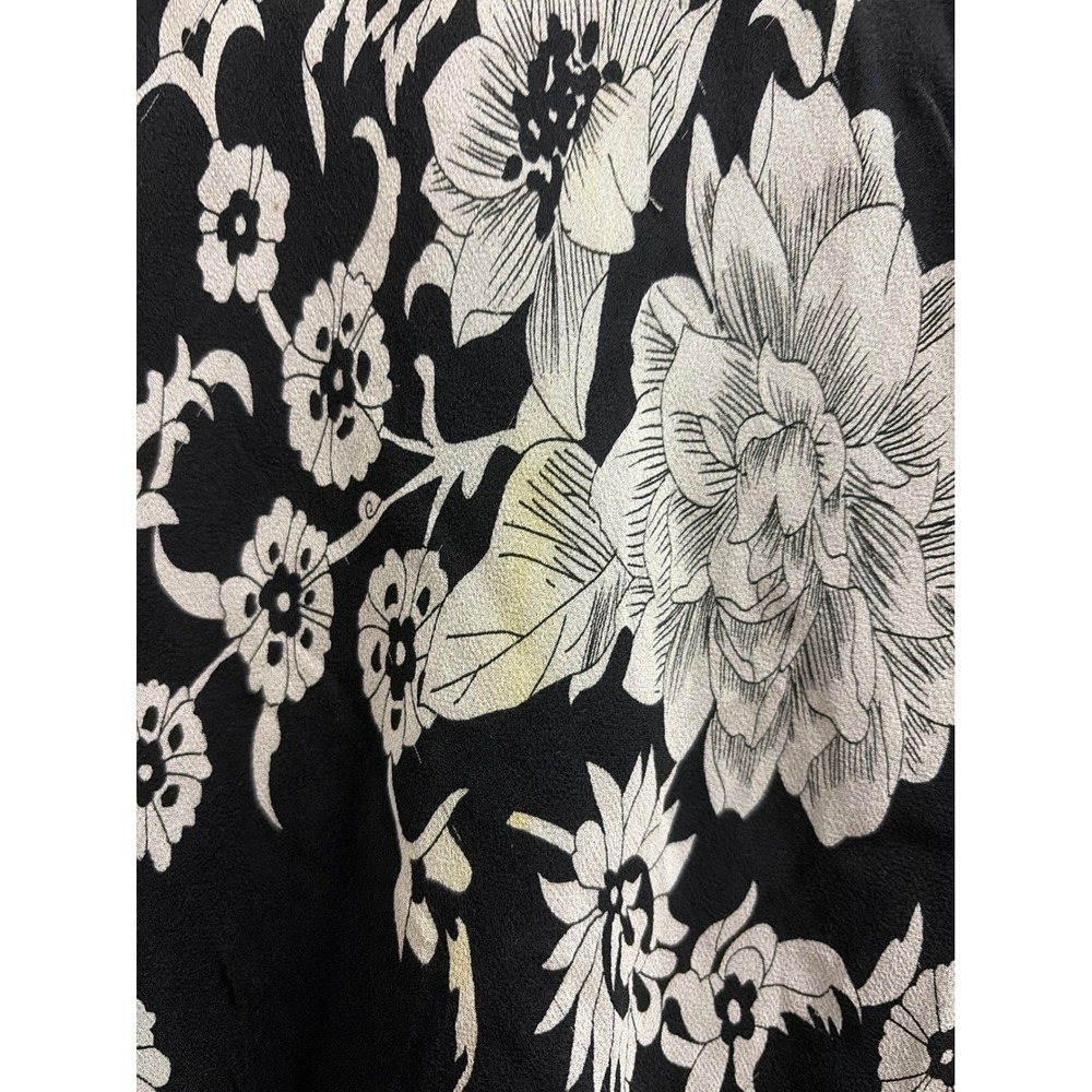 Blouse Floral Whimsigoth Worthington Women XL Silk Flutter Sleeve Tie Front - Picture 10 of 10
